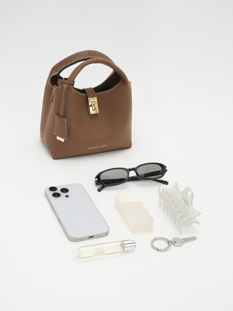 Mini Chance Turn-Lock Bucket Bag, Chocolate, hi-res