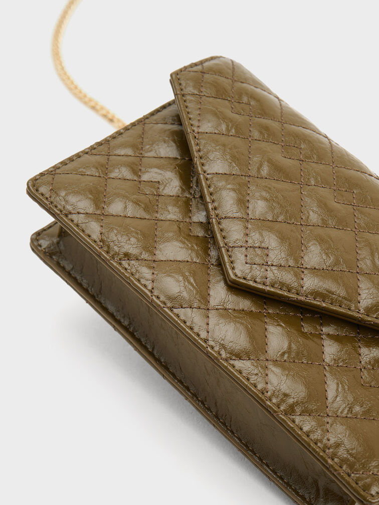 Clutch Duo Envelope Quilted, Khaki, hi-res