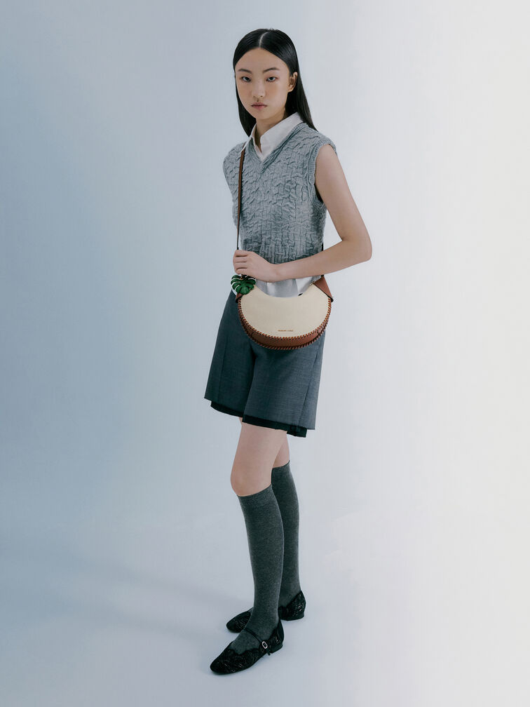 Blume Canvas Braided Curved Hobo Bag, Taupe Canvas, hi-res