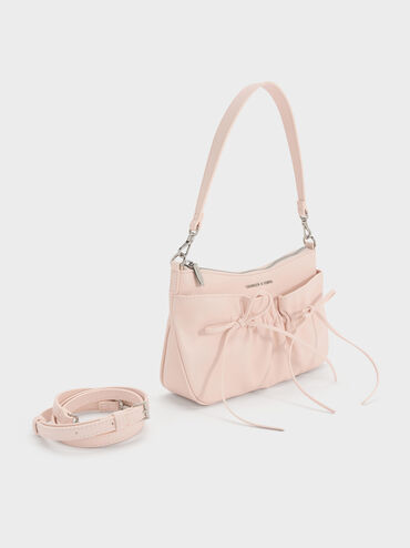 Tas Bahu Bow Ruched Reese Mini, Soft Pink, hi-res