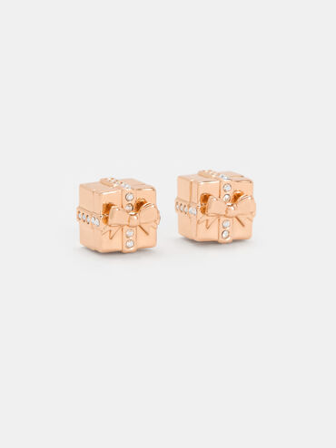 Athalia Crystal-Embellished Gift-Box Stud Earrings, Rose Gold, hi-res
