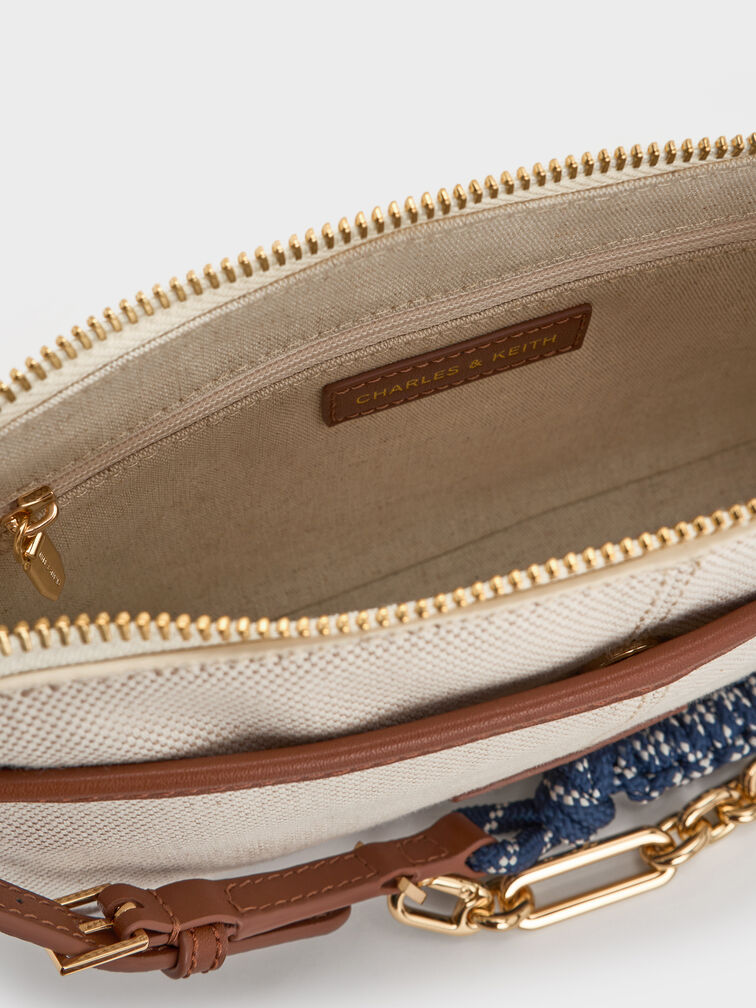 Addison Canvas Knotted-Rope Shoulder Bag, Taupe Canvas, hi-res