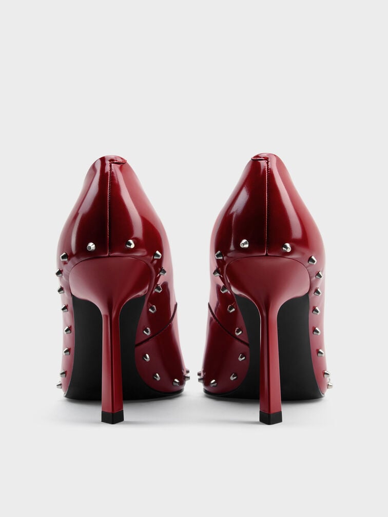 Sepatu Pumps Pointed Studded Coralie, Red, hi-res