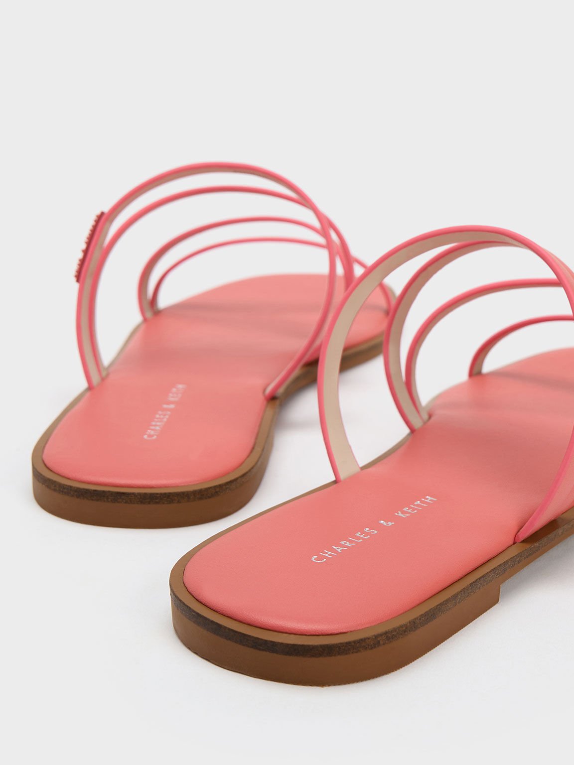 Strappy Slide Sandals, Coral Pink, hi-res