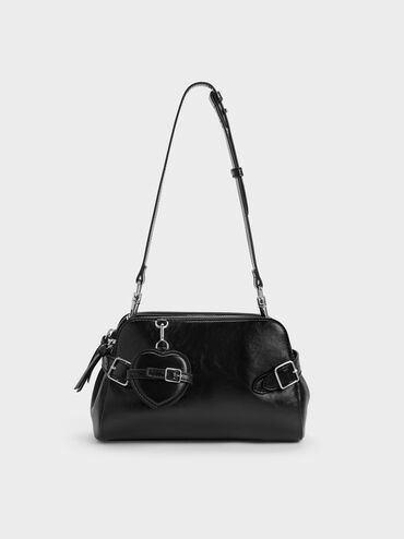 Tas Bahu Heart-Charm Nellie, Noir, hi-res