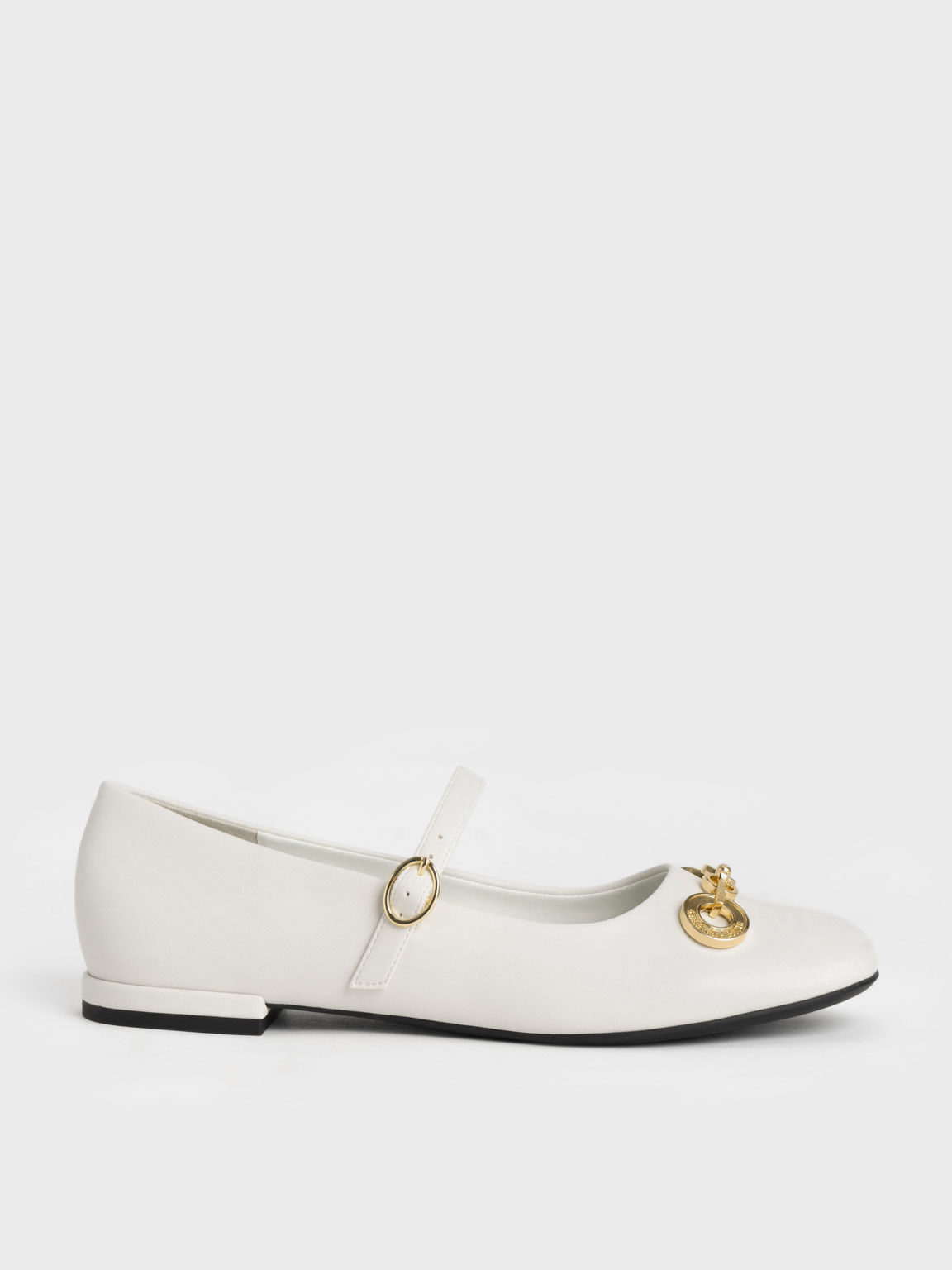 Sepatu Metallic Accent Mary Janes, White, hi-res