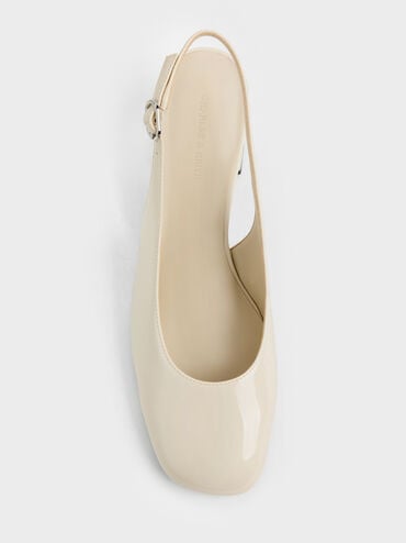 Sepatu Pumps Slingback Danni Patent, Chalk, hi-res