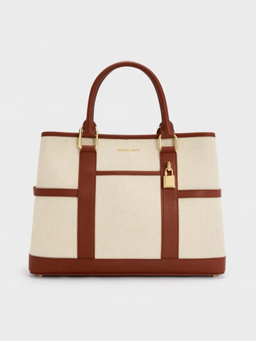 Tas Tote Scottie Kanvas, Brick, hi-res