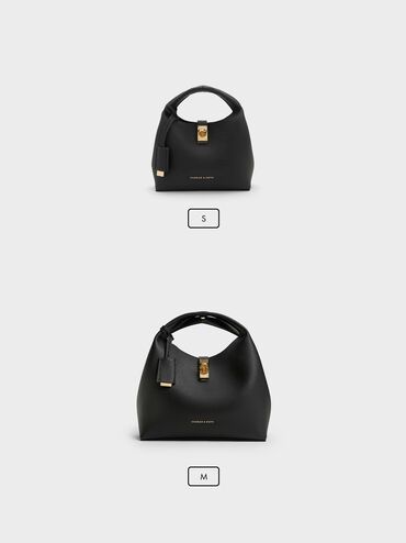 Chance Turn-Lock Bucket Bag, Black, hi-res