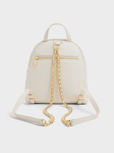 Tas Ransel Front-pocket Quilted Alva, Cream, hi-res