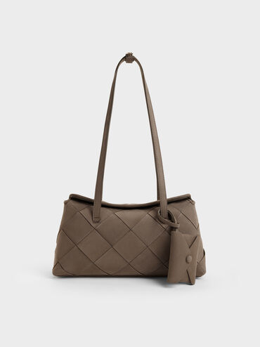 Maribel Woven Trapeze Shoulder Bag, Stone Grey, hi-res
