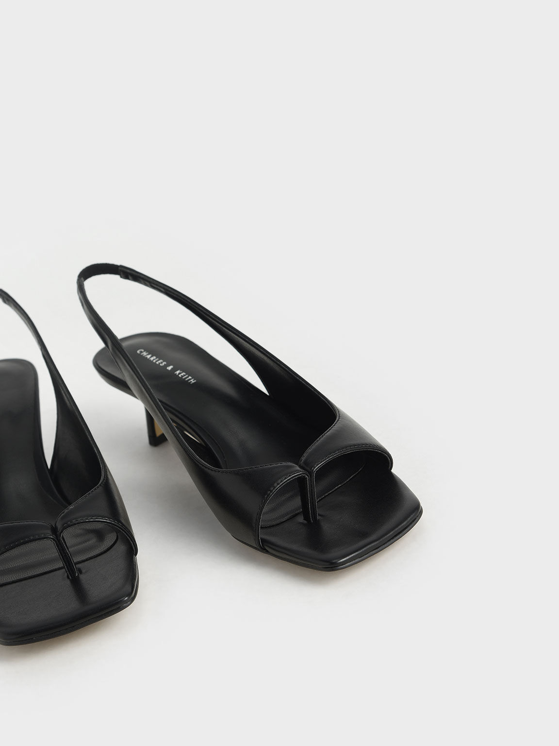Slingback Thong Sandals, Black, hi-res