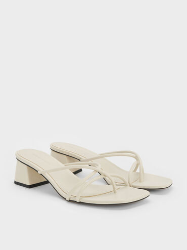Sandal Block-Heel Toe-Ring Strappy, Chalk, hi-res