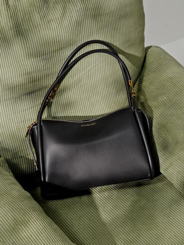 Lyla Tubular Slouchy Shoulder Bag, Black, hi-res