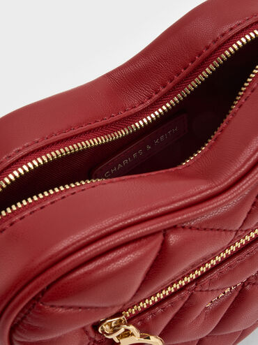 Tas Selempang Quilted Heart Pafutto, Tomato Red, hi-res