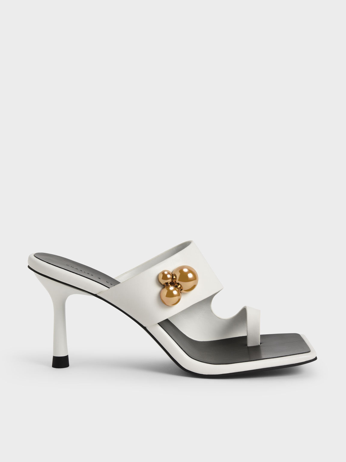 Sandal Thong Embellished Stiletto Heel, White, hi-res