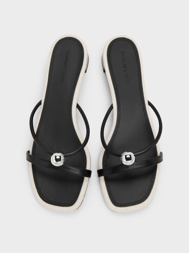 Sandal Heeled Metal-Ball Georgie, Black, hi-res