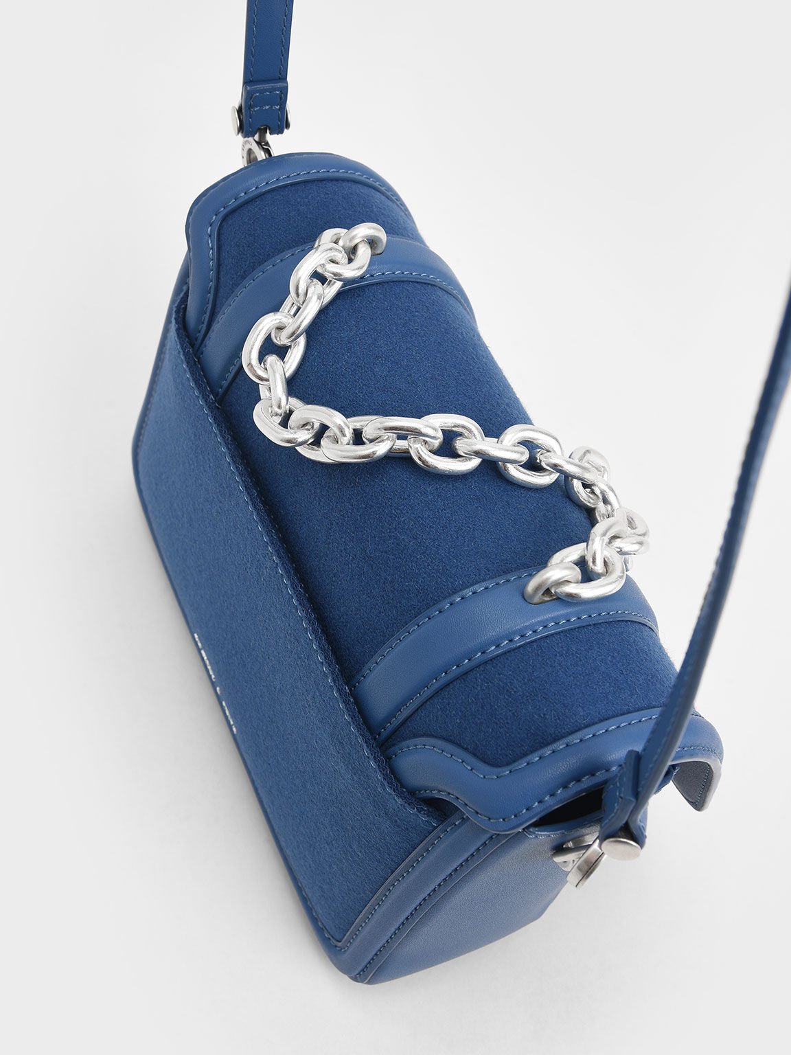 Enola Felt Chain Handle Satchel Bag, Blue, hi-res
