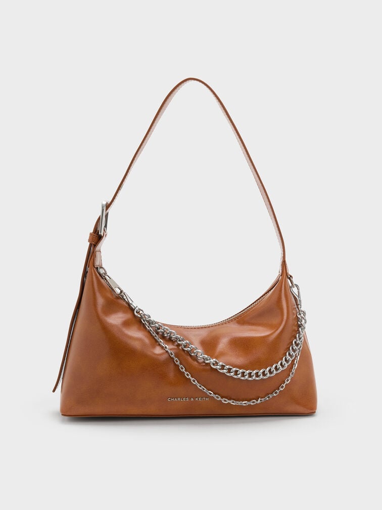 Tas Bahu Chain-Embellished Atwood, Distressed Tan, hi-res