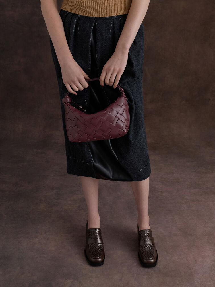 Tas Bahu Woven Ivette, Wineberry Red, hi-res