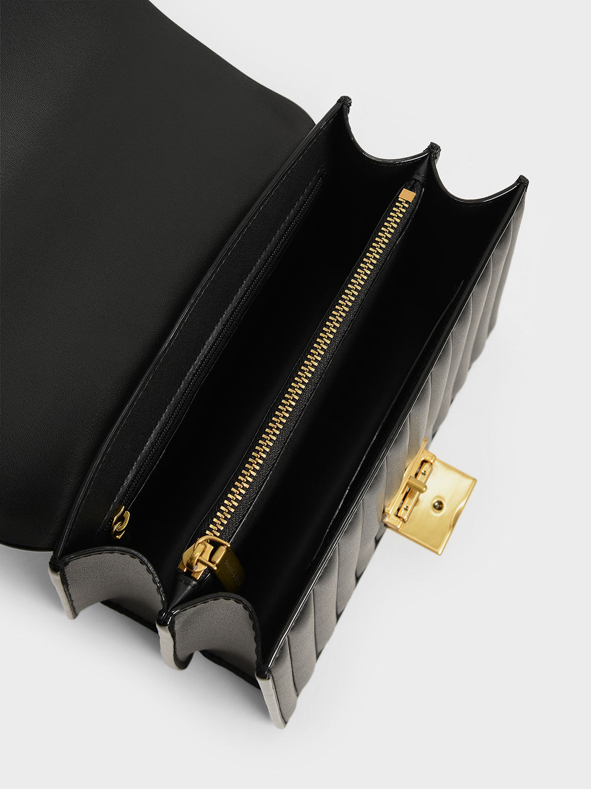 Brielle Panelled Chain Handle Bag, Black, hi-res