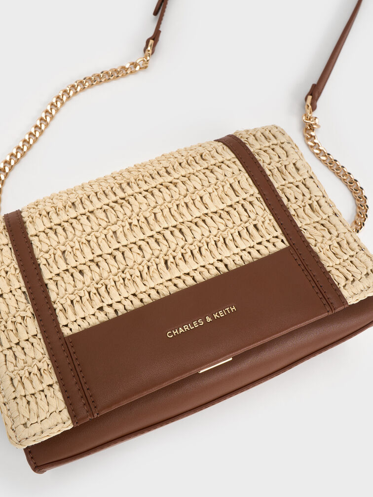 Tas Bahu Chain-Strap Shalia Raffia, Natural Raffia, hi-res