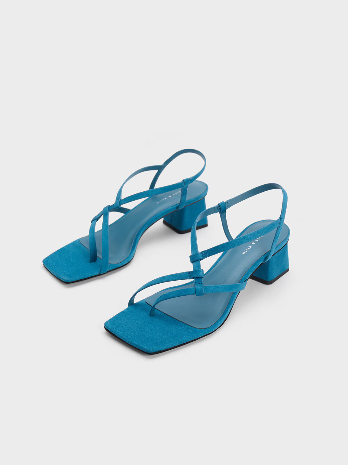 Sandal Thong Interwoven Asymmetric Textured, Blue, hi-res