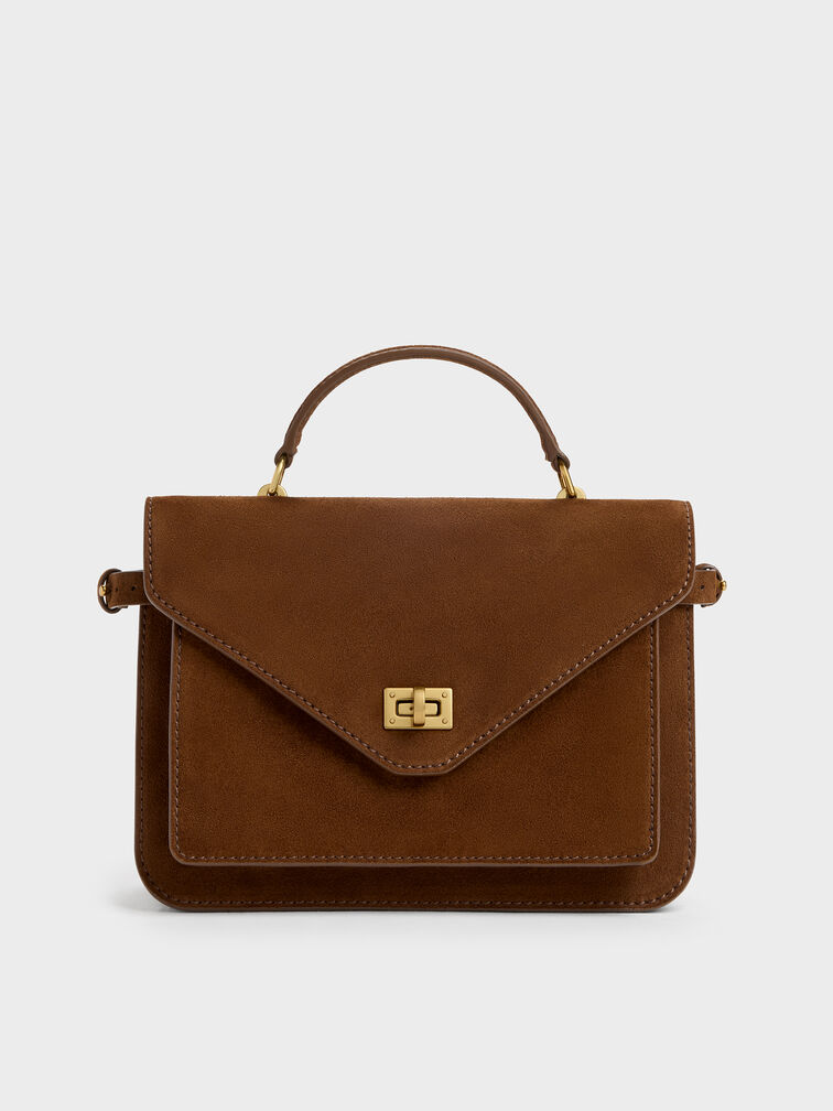 Tas Crossbody Turn-Lock Chance Mini, Pecan Brown, hi-res