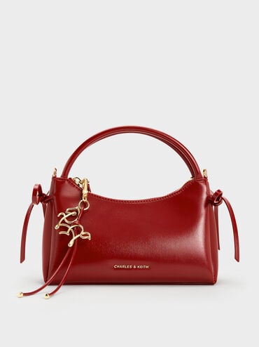 Tas Top Handle Horse-Motif Bow Hazel, Tomato Red, hi-res