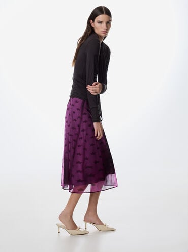 Rose-Bow Pointed Heeled Mules, Beige, hi-res