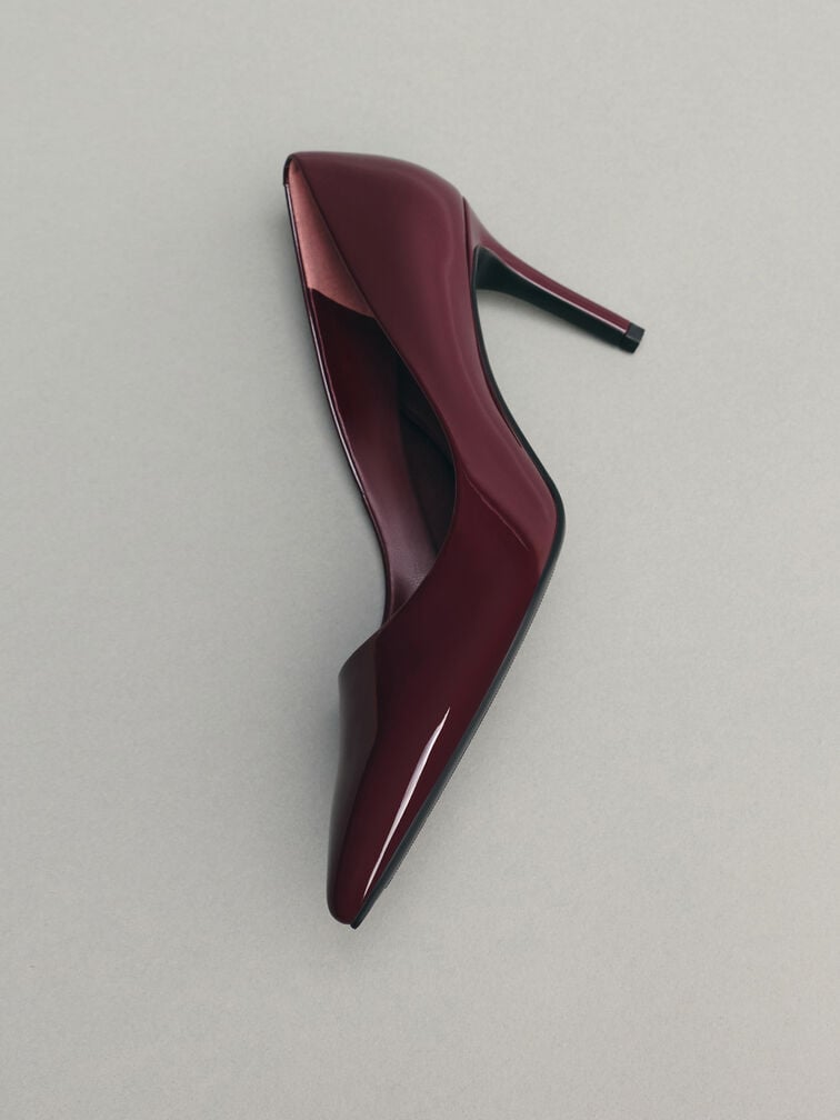 Emmy Patent Pointed Toe Stiletto Pumps, Burgundy, hi-res