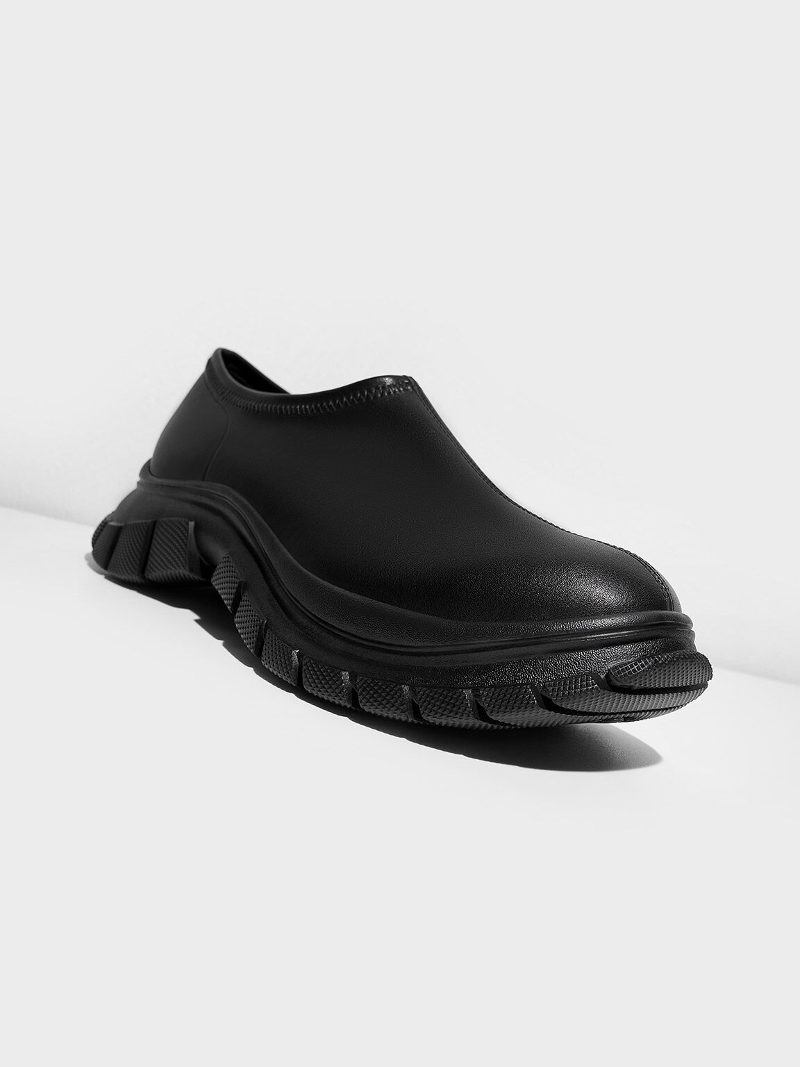 Chunky Ridged-Sole Sneakers, Black, hi-res
