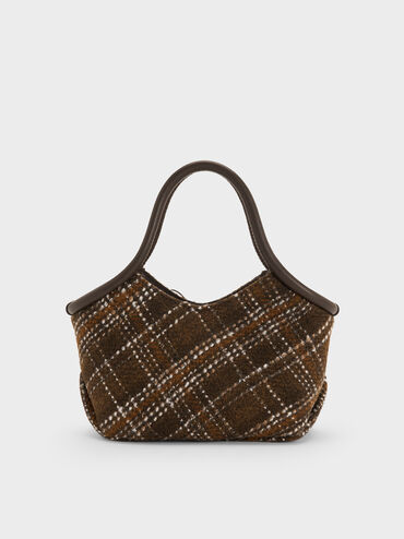 Tas Top Handle Tubular Bow Checkered Hazel, Multi, hi-res
