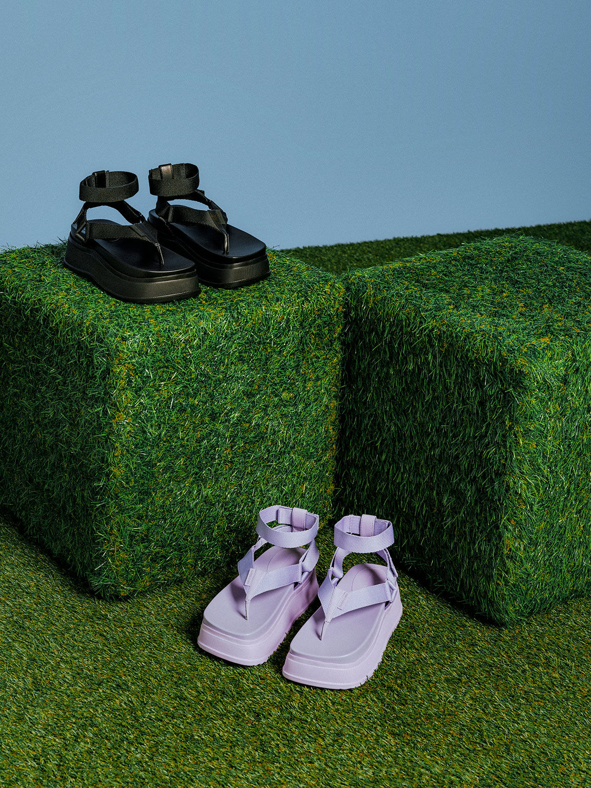 Sandal Thong Joss Flatform Ankle-Strap, Purple, hi-res