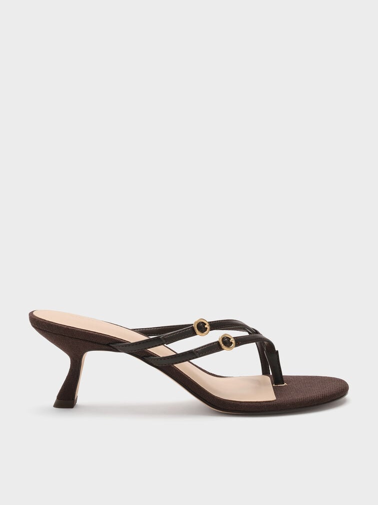 Sandal Slingback Slant-Heel, Dark Brown, hi-res