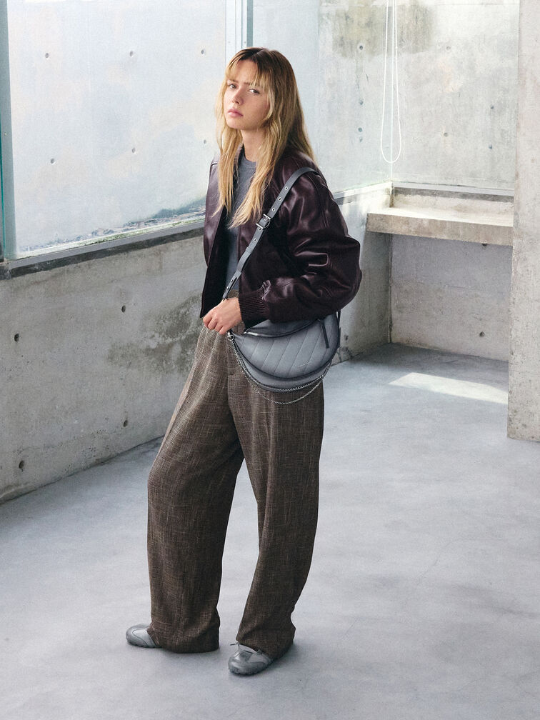 Tas Selempang Philomena Half-Moon, Grey, hi-res