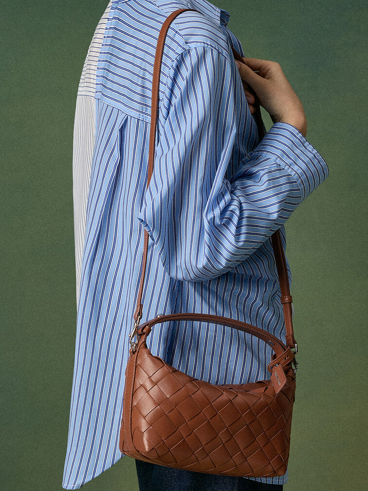 Tas Bahu Woven Ivette, Chocolate, hi-res