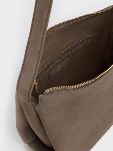 Tas Hobo Duo Chain Front Pocket Quilted, Stone Grey, hi-res