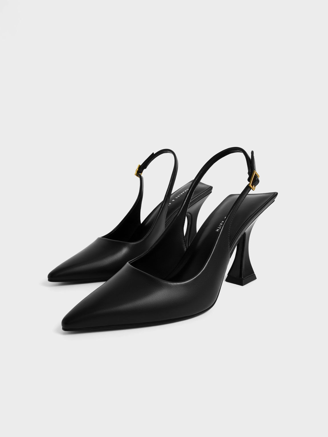 Sepatu Pumps Sculptural Heel Slingback, Black, hi-res