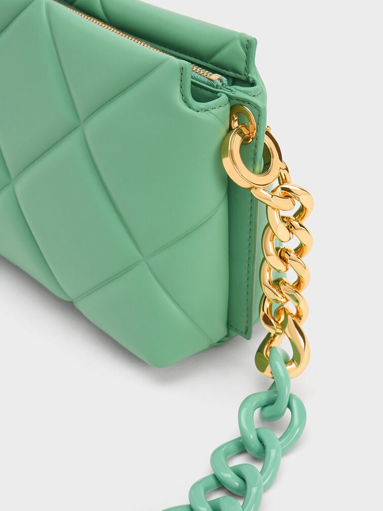 Danika Chunky Chain Padded Bag, Green, hi-res