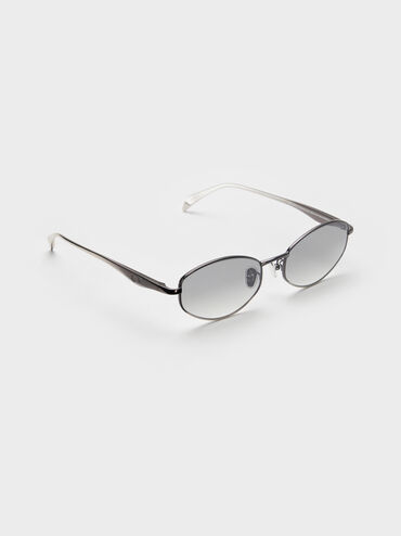 Celestia Ombre Crystal-Accent Oval Sunglasses, Grey, hi-res