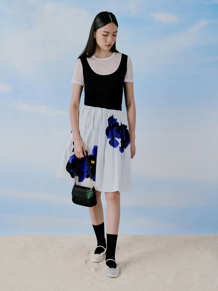 Tas Bahu Braided Blume, Black, hi-res