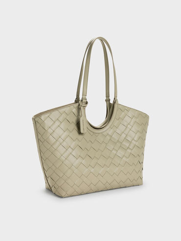 Tas Tote Woven Ivette, Pale Olive, hi-res