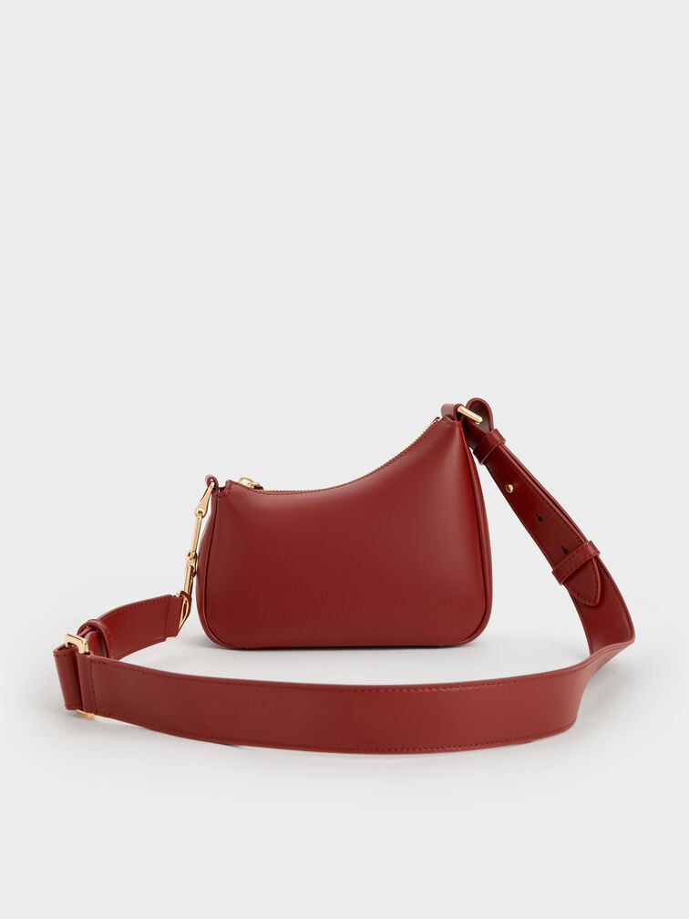 Tas Bahu Chain-Accent Agatha Mini, Burgundy, hi-res