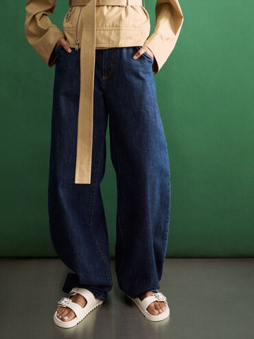 Gem-Buckle Double-Strap Sandals, Chalk, hi-res