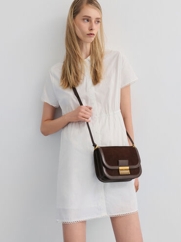 Charlot Recycled Suede Bag, Espresso Brown, hi-res