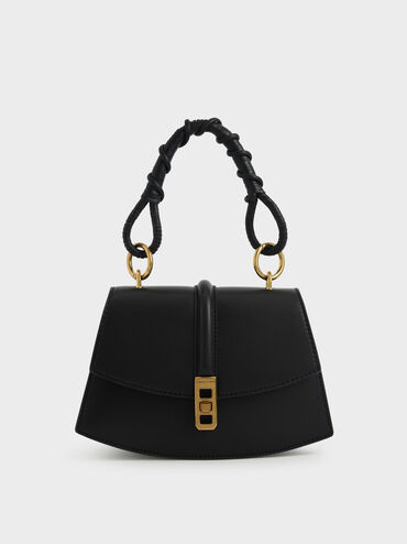 Coiled Top Handle Bag, Black, hi-res
