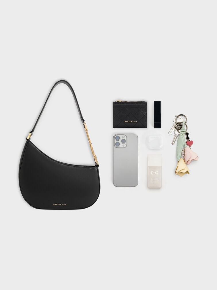 Tas Bahu Chain-Accent Agatha, Black, hi-res