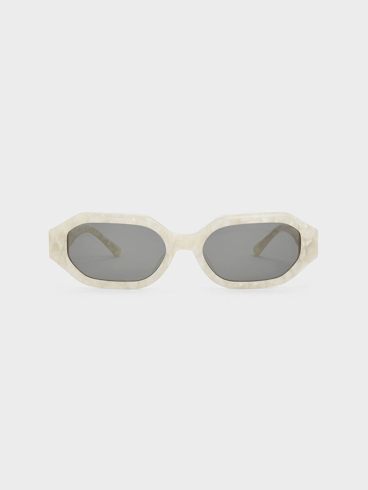 Gabine Recycled Acetate Oval Sunglasses, Pearl, hi-res