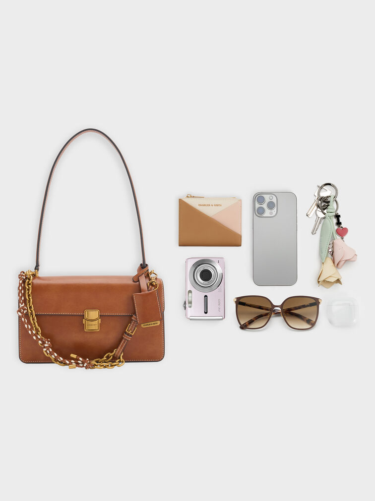 Acelynn Rope-Chain Shoulder Bag, Distressed Tan, hi-res